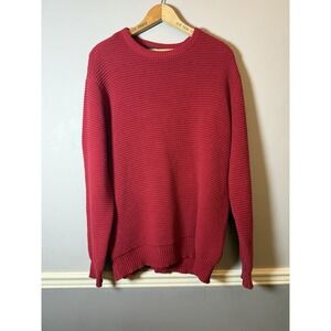 Forever 21  Knitted Sweater  L Red‎ Men's Crew Knit